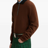 Maglione stile polo in cashmere in marrone 