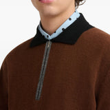 Maglione stile polo in cashmere in marrone 