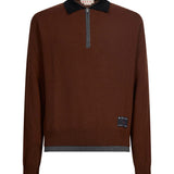 Maglione stile polo in cashmere in marrone 