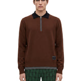 Maglione stile polo in cashmere in marrone 
