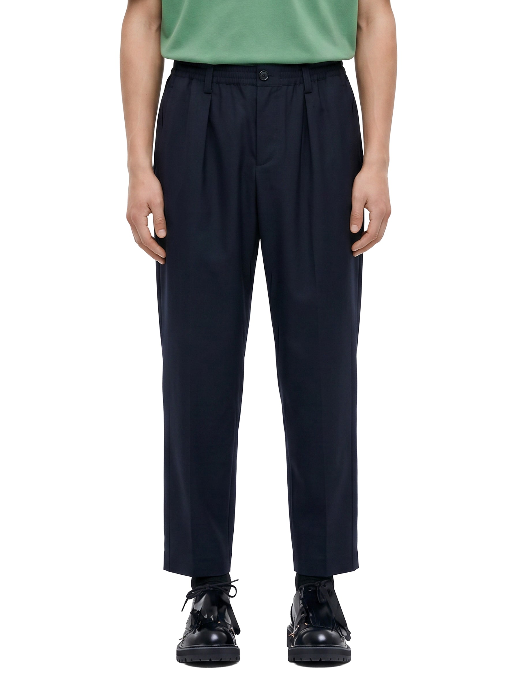 Pantaloni crop con coulisse in blu 