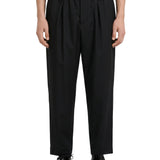 Pantaloni crop con coulisse in nero 