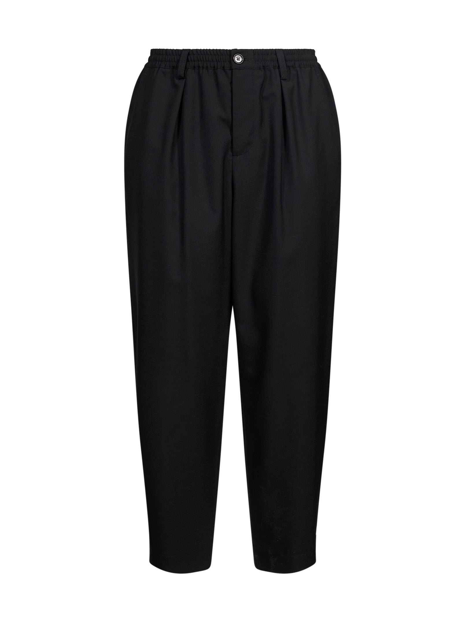 Pantaloni crop con coulisse in nero 