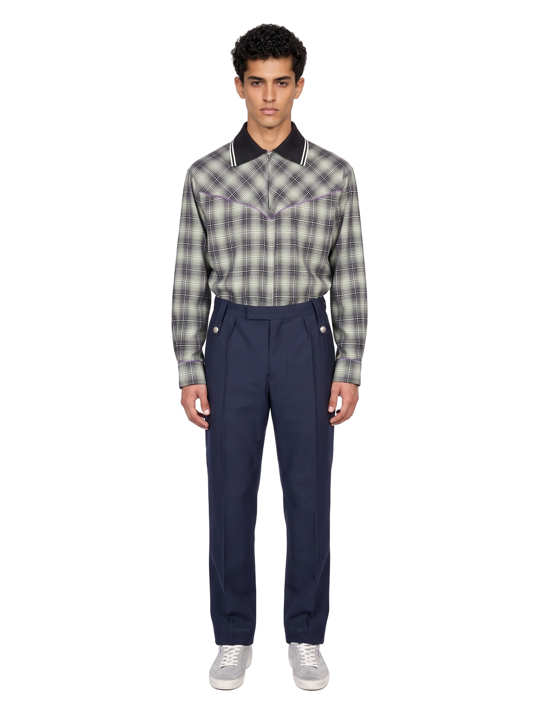 Pantaloni con pinces in blu 