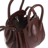 Borsa Tulipea piccola in pelle marrone 