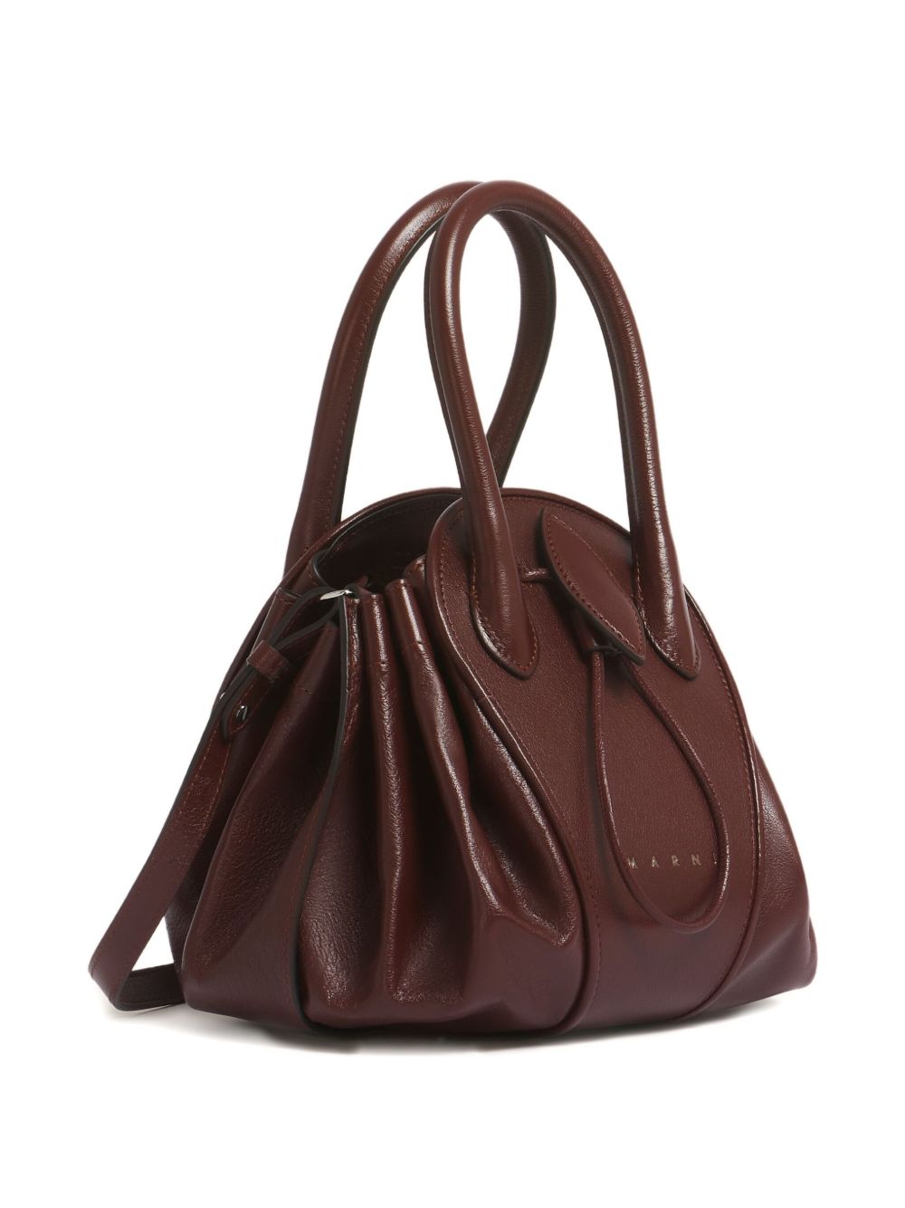 Borsa Tulipea piccola in pelle marrone 