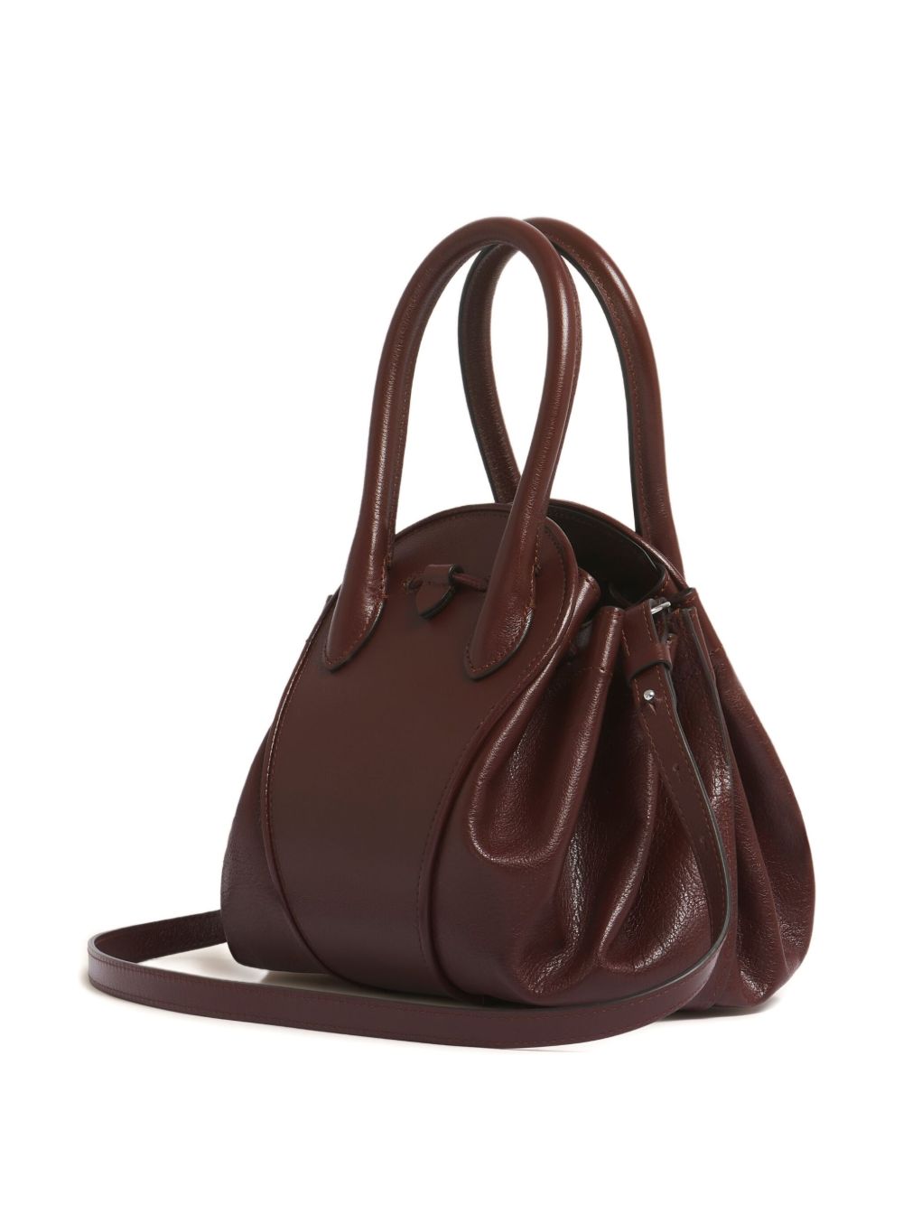 Borsa Tulipea piccola in pelle marrone 