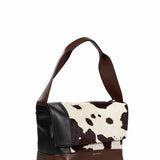 Borsa a spalla Pod 2.0 con stampa animalier in bianco e marrone 