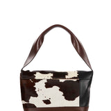 Borsa a spalla Pod 2.0 con stampa animalier in bianco e marrone 
