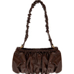 Borsa in pelle arricciata marrone 