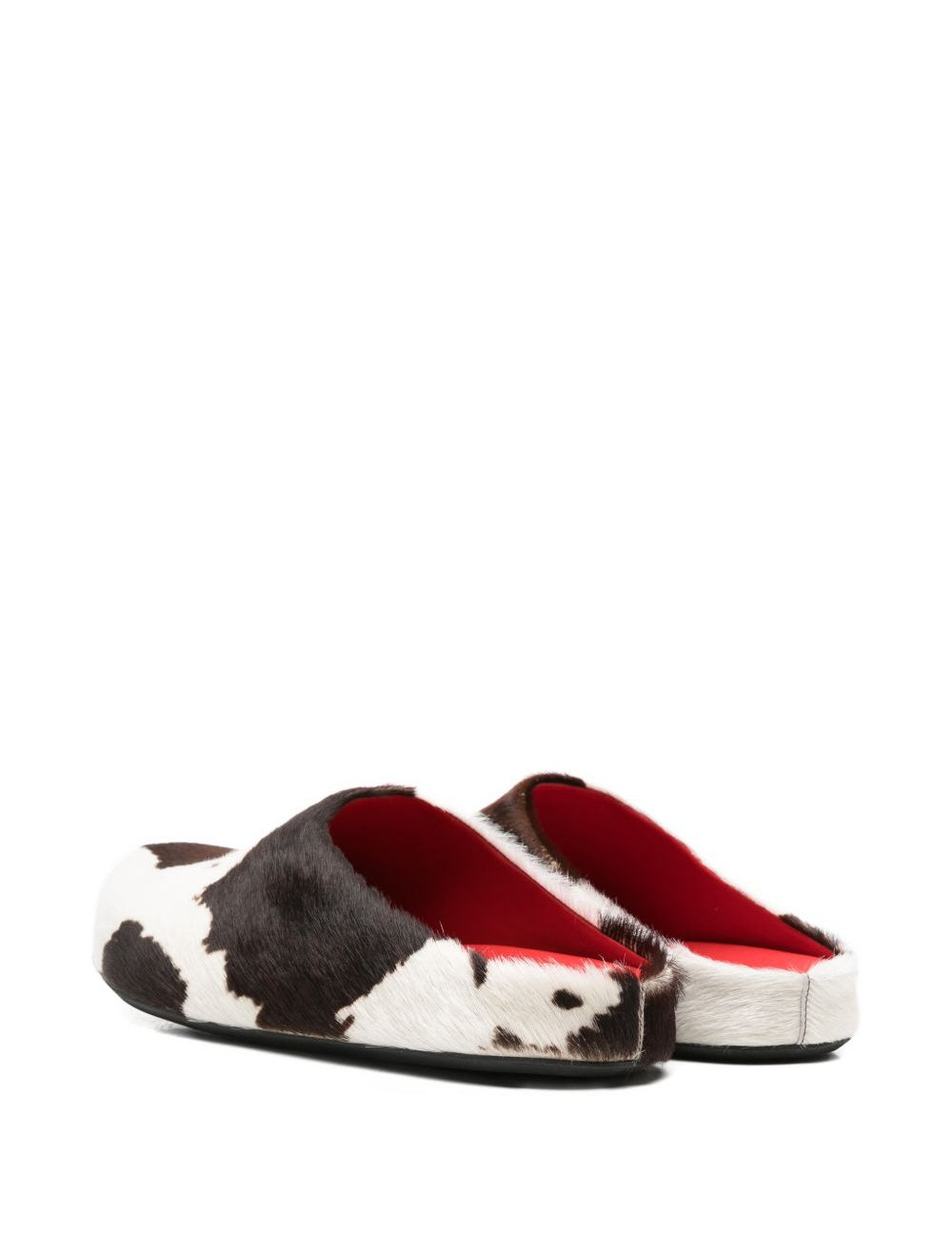 Mules fussbett con stampa mucca in bianco e marrone 