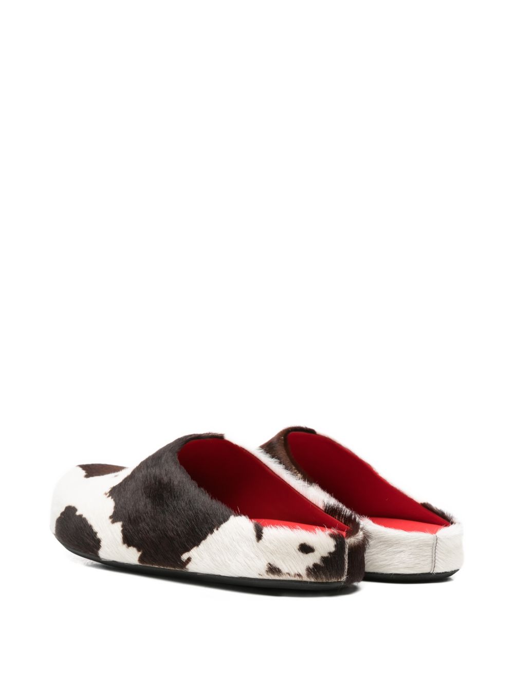 Mules fussbett con stampa mucca in bianco e marrone 