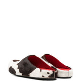 Mules fussbett con stampa mucca in bianco e marrone 