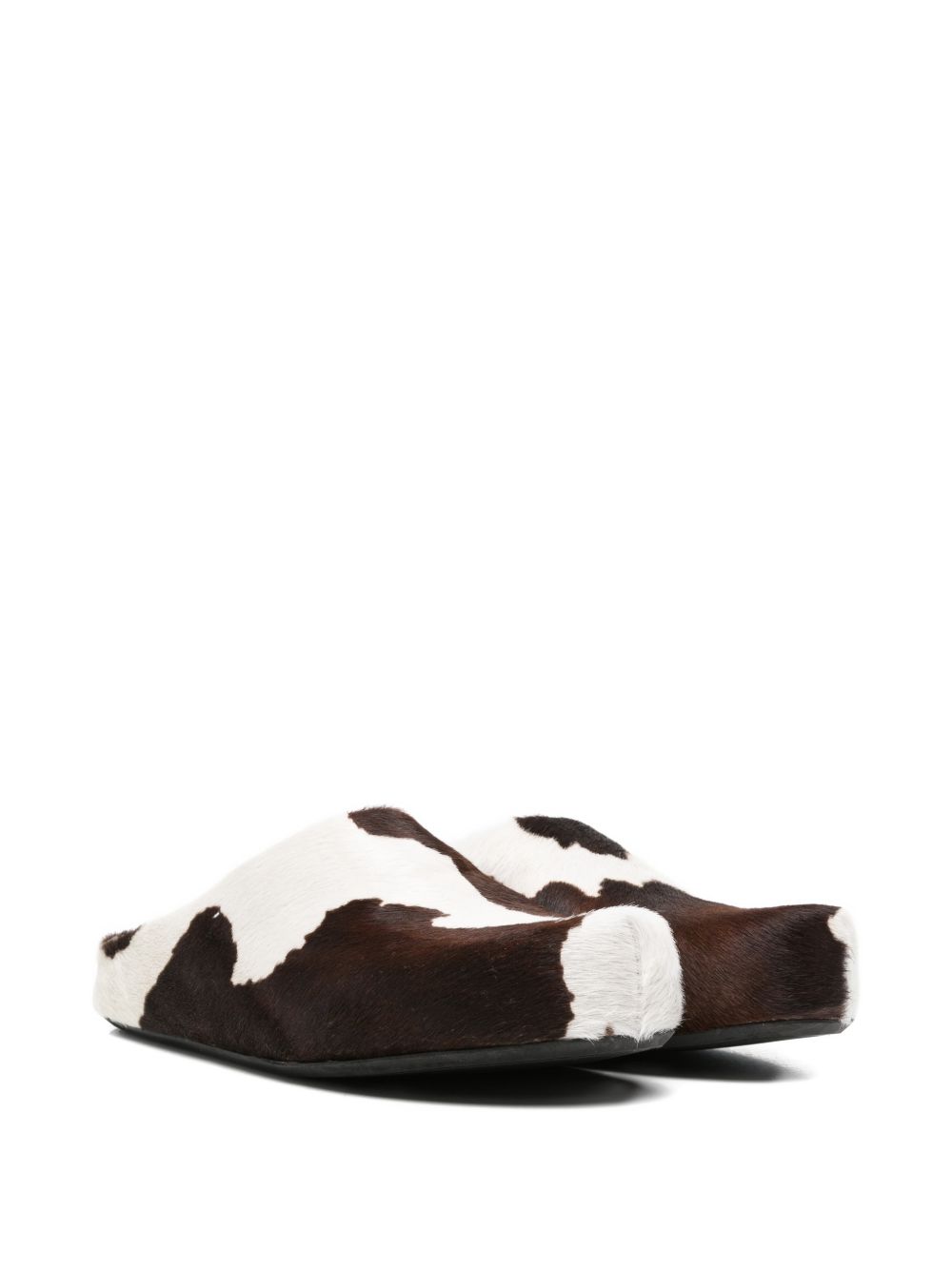 Mules fussbett con stampa mucca in bianco e marrone 