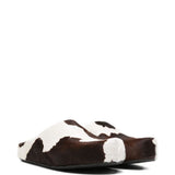 Mules fussbett con stampa mucca in bianco e marrone 