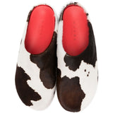 Mules fussbett con stampa mucca in bianco e marrone 