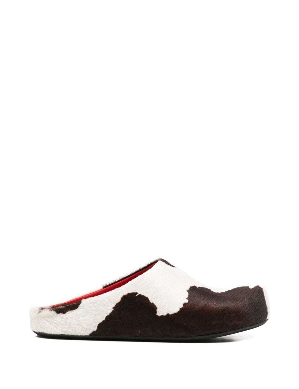 Mules fussbett con stampa mucca in bianco e marrone 