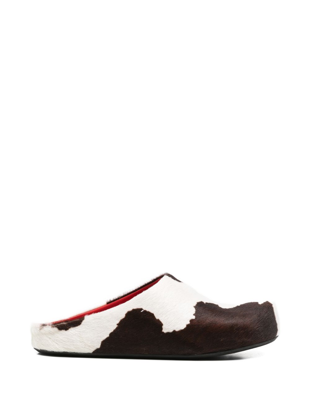 Mules fussbett con stampa mucca in bianco e marrone 