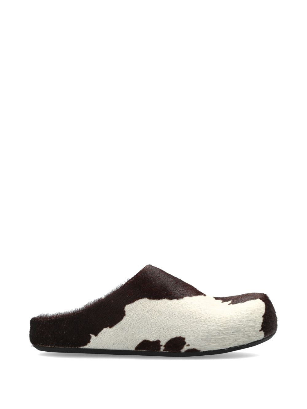 Mules fussbett con stampa mucca in bianco e marrone 