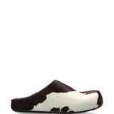 Mules fussbett con stampa mucca in bianco e marrone 