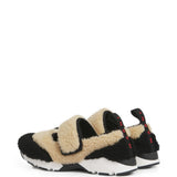 Sneakers in shearling bicolore in beige e nero 