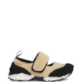 Sneakers in shearling bicolore in beige e nero 