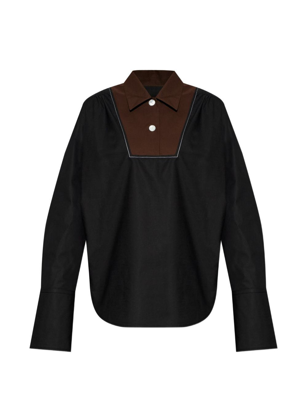 Camicia con inserti a contrasto in nero 