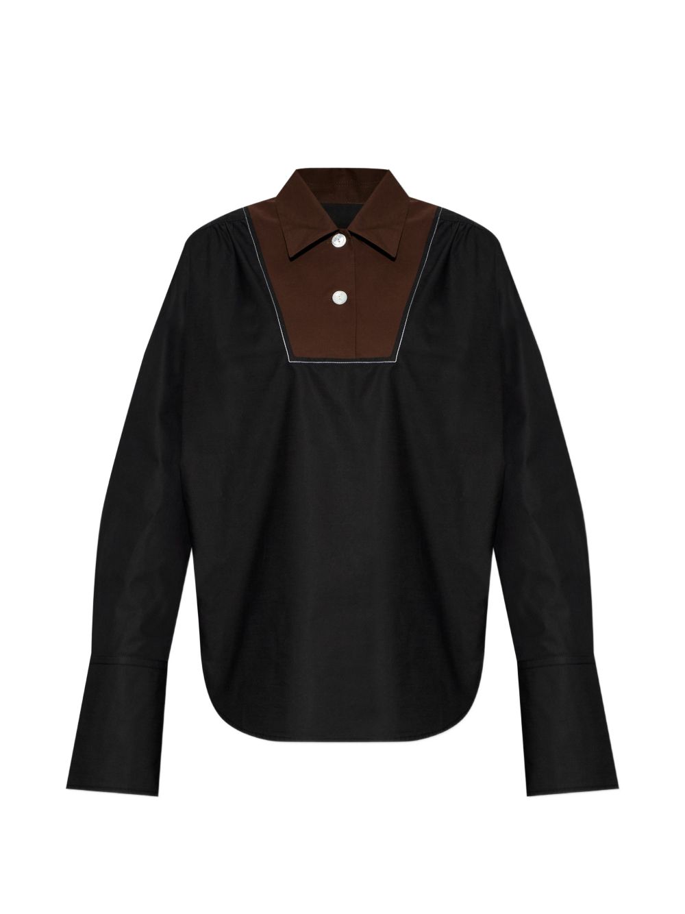 Camicia con inserti a contrasto in nero 