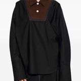 Camicia con inserti a contrasto in nero 