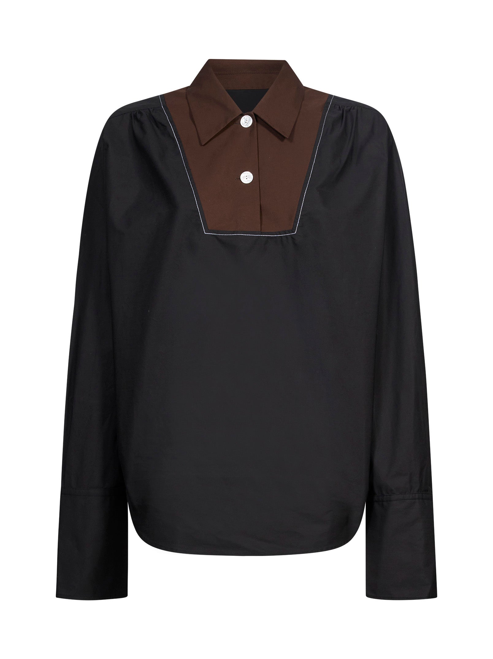 Camicia con inserti a contrasto in nero 