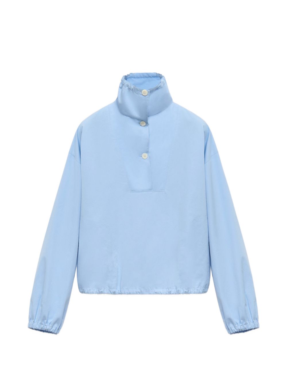 Camicia in popeline a collo alto in celeste 
