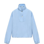 Camicia in popeline a collo alto in celeste 