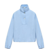 Camicia in popeline a collo alto in celeste 