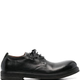 Derby zucca in pelle con lacci in nero 