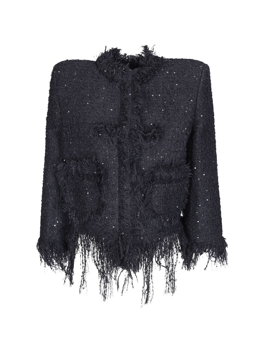 Giacca corta in tweed in nero 