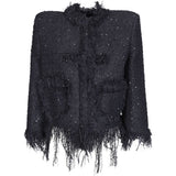 Giacca corta in tweed in nero 