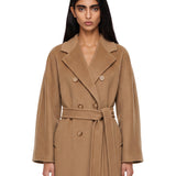 Cappotto doppippetto con cintura madame in beige 