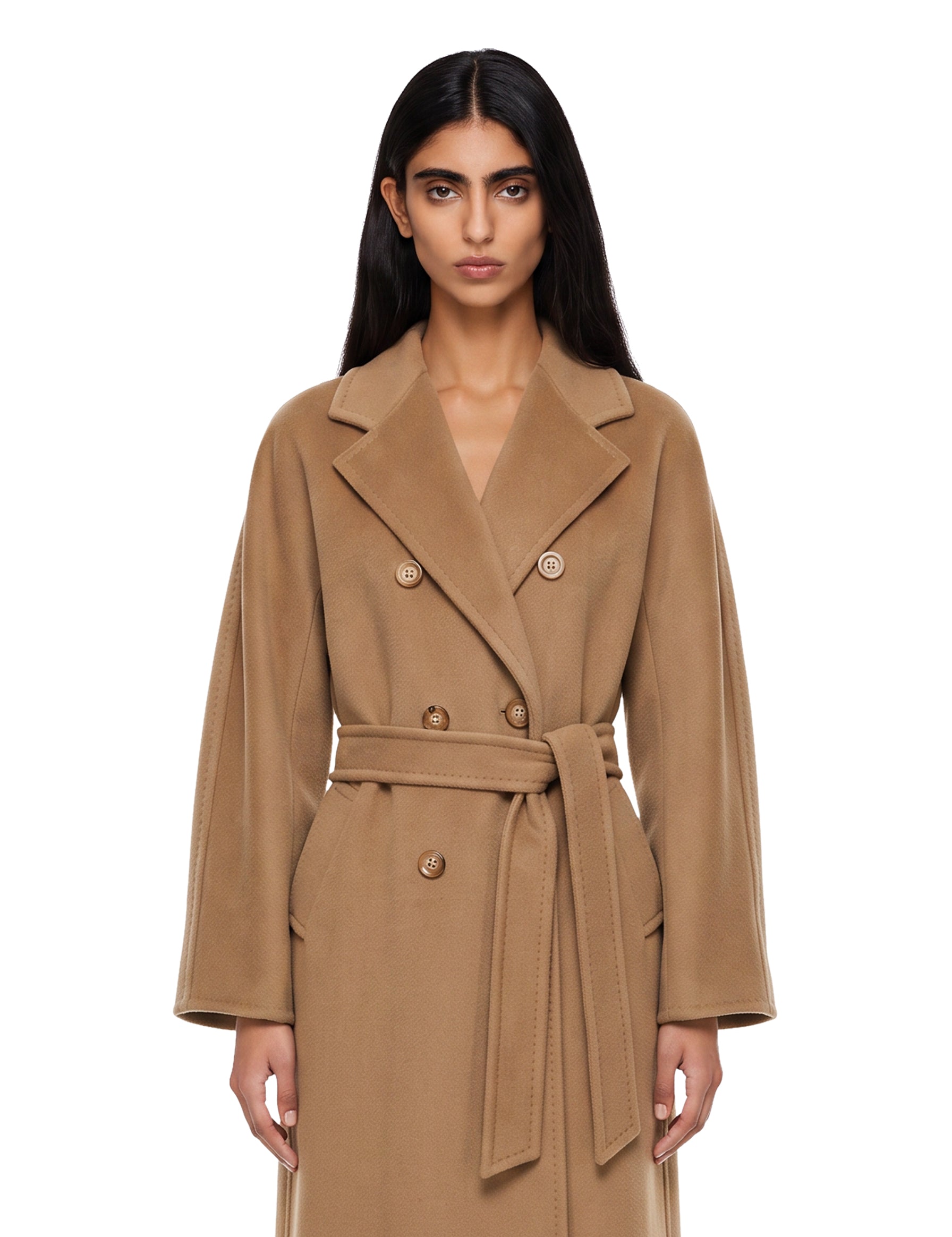 Cappotto doppippetto con cintura madame in beige 