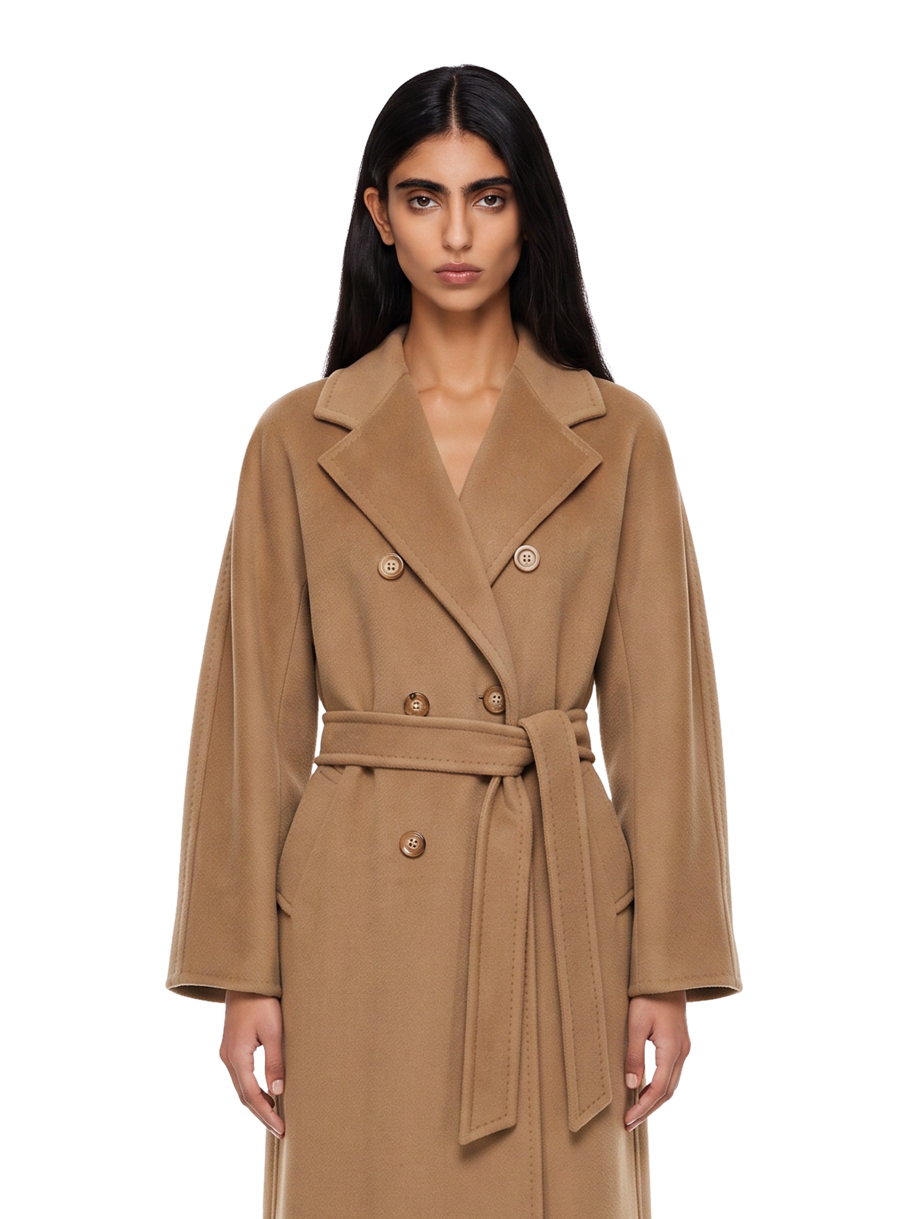 Cappotto doppippetto con cintura madame in beige 