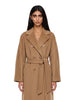 Cappotto doppippetto con cintura madame in beige