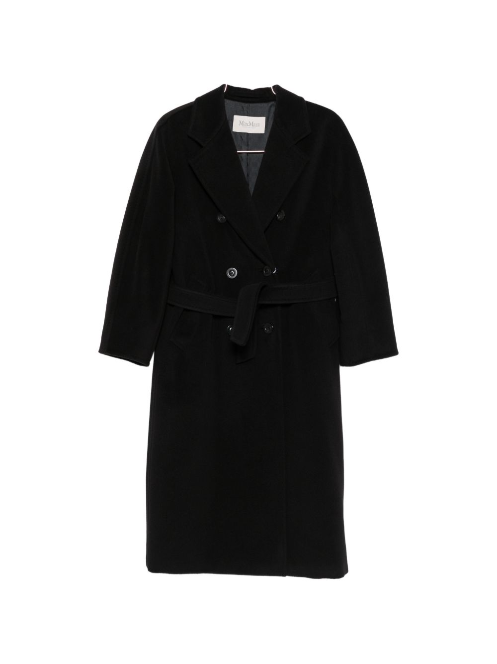 Cappotto doppippetto con cintura madame in nero 