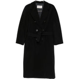 Cappotto doppippetto con cintura madame in nero 
