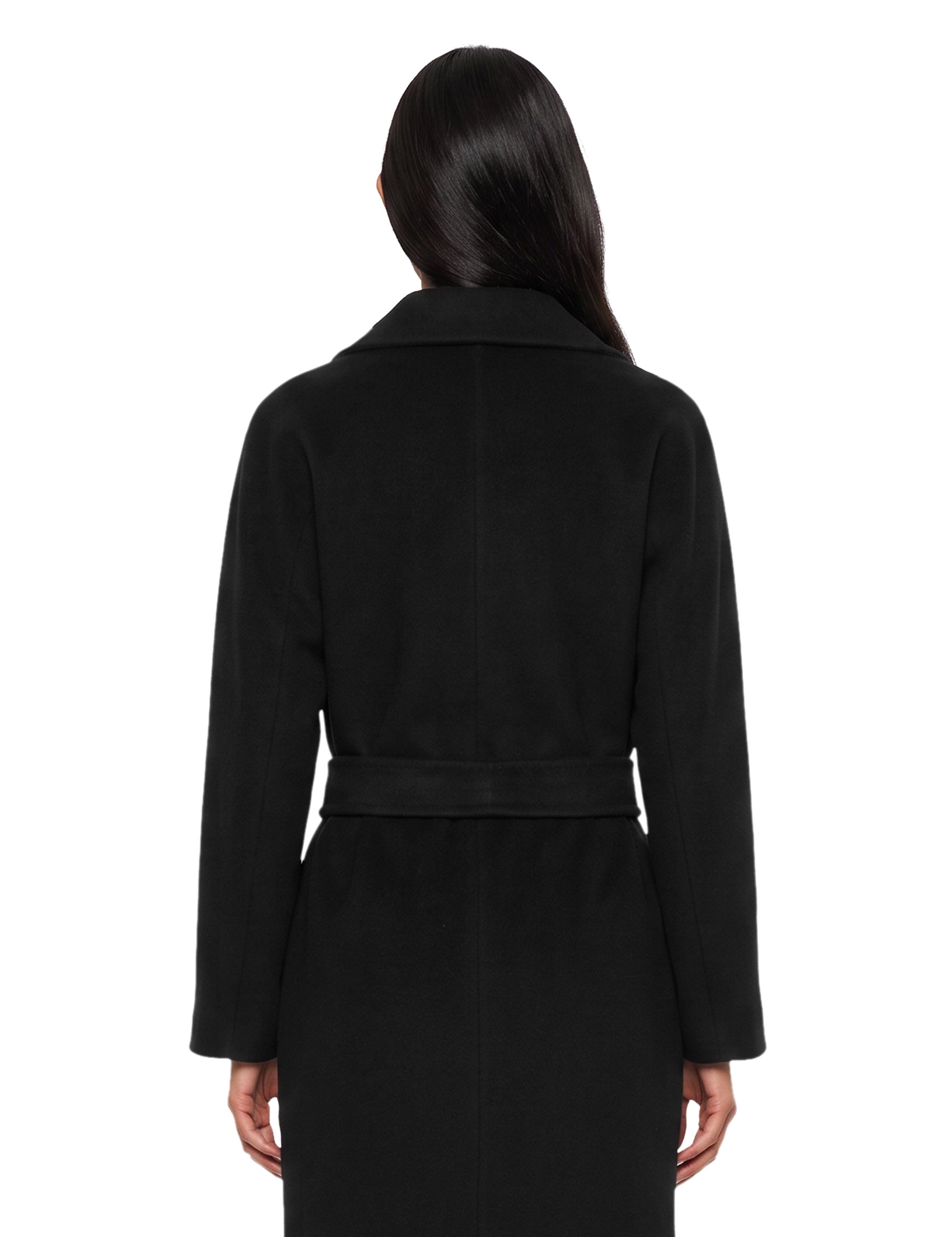 Cappotto doppippetto con cintura madame in nero 