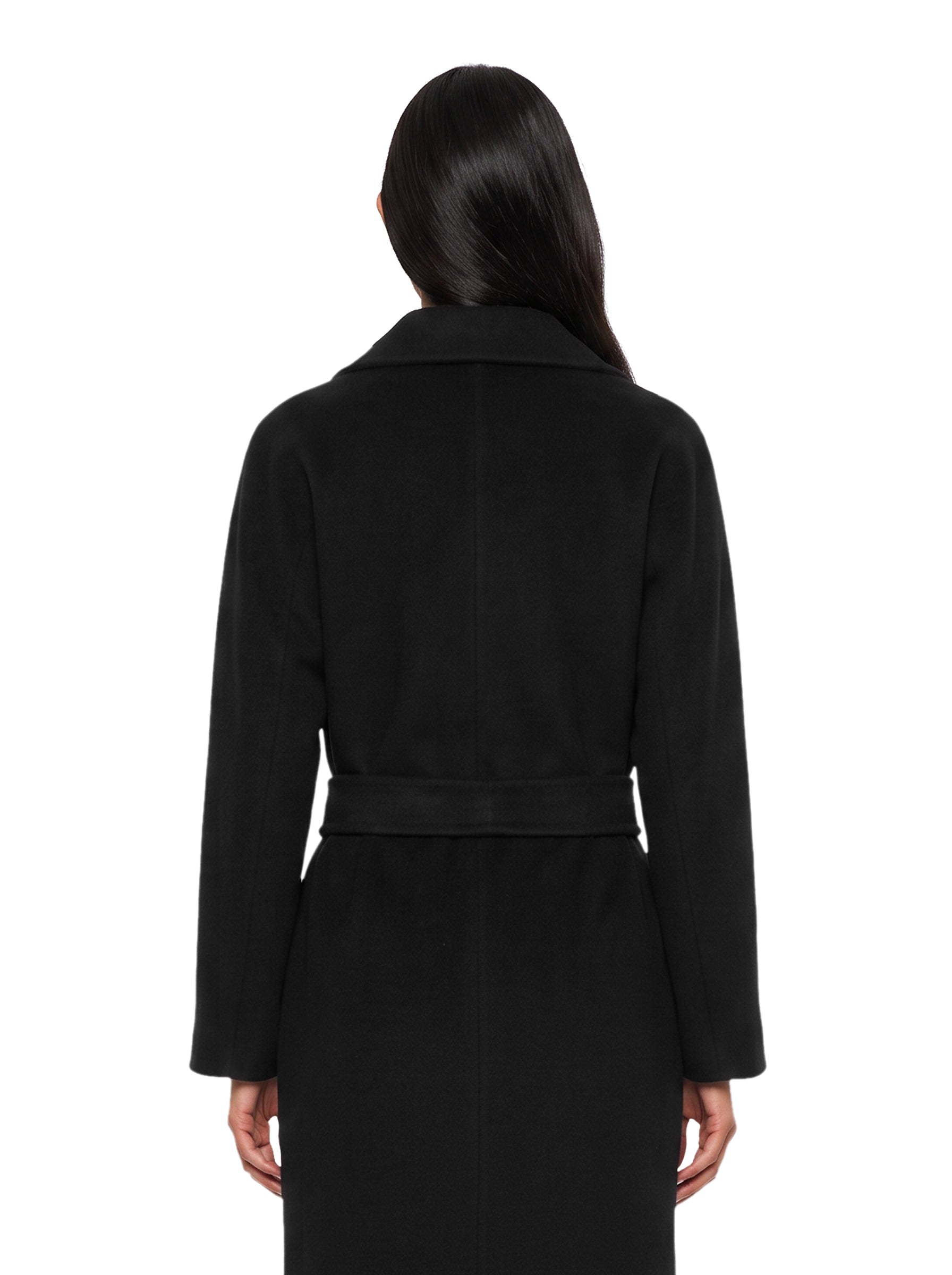 Cappotto doppippetto con cintura madame in nero 