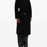 Cappotto doppippetto con cintura madame in nero 