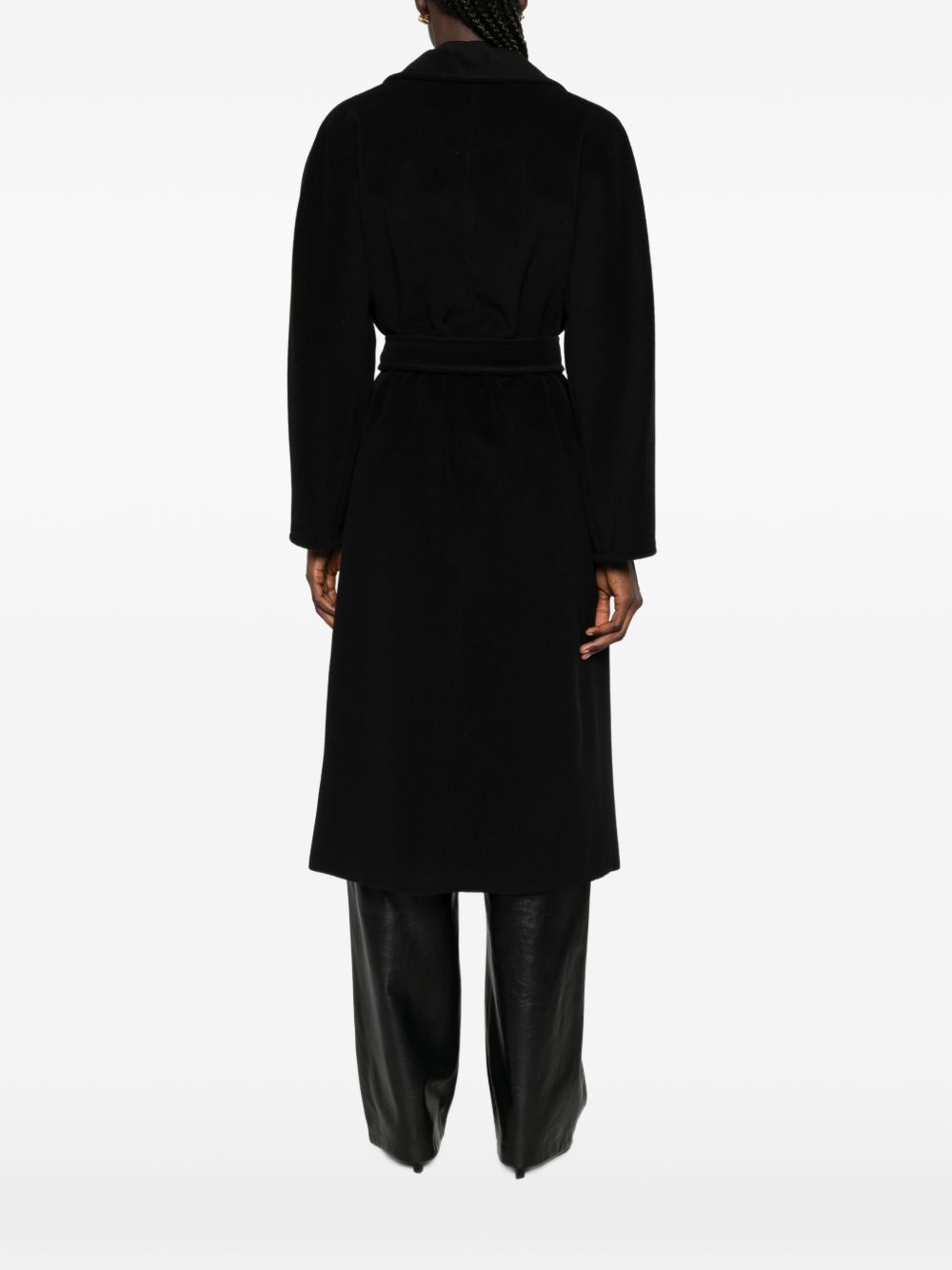 Cappotto doppippetto con cintura madame in nero 