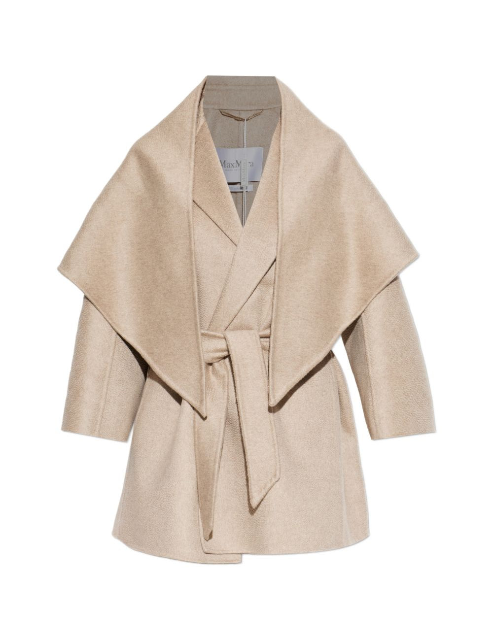 Cappotto corto con scollo a scialle detto in beige 