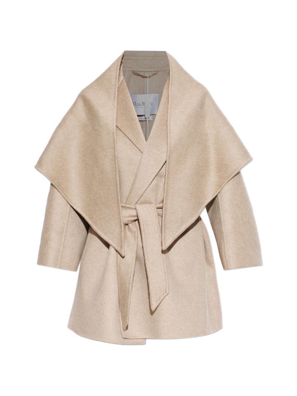 Cappotto corto con scollo a scialle detto in beige 