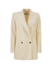 Blazer doppiopetto con revers a lancia bikini in bianco