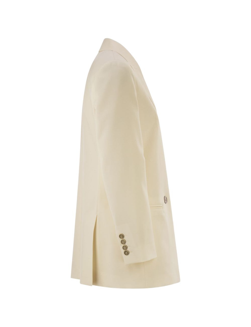 Blazer doppiopetto con revers a lancia bikini in bianco 
